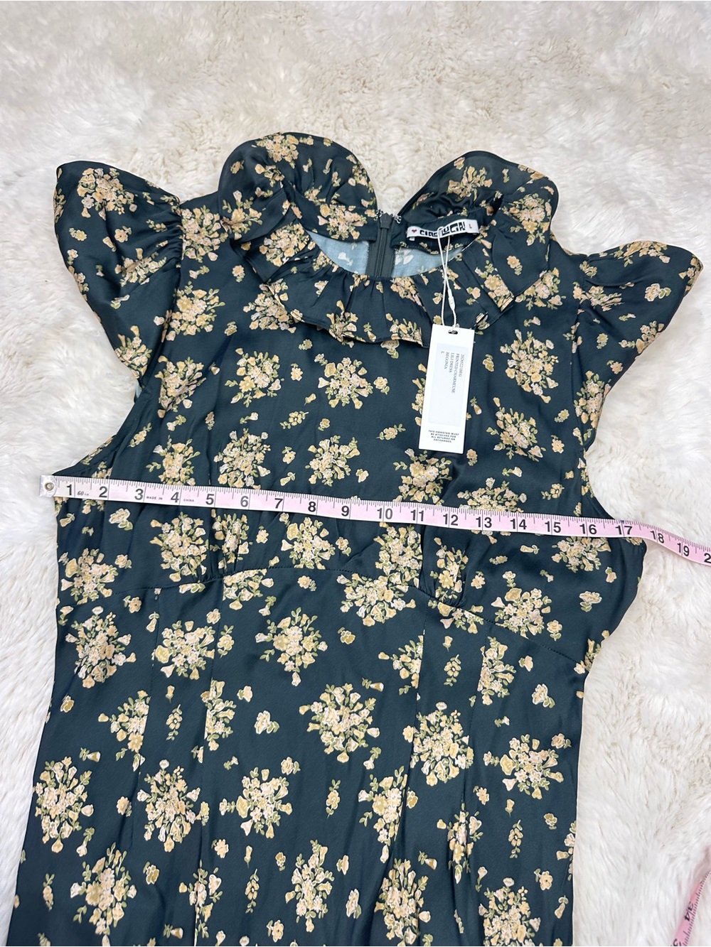 New! Ciao Lucia Charmeuse Lili Dress Begonia Black & Gold, L - Picture 5 of 8
